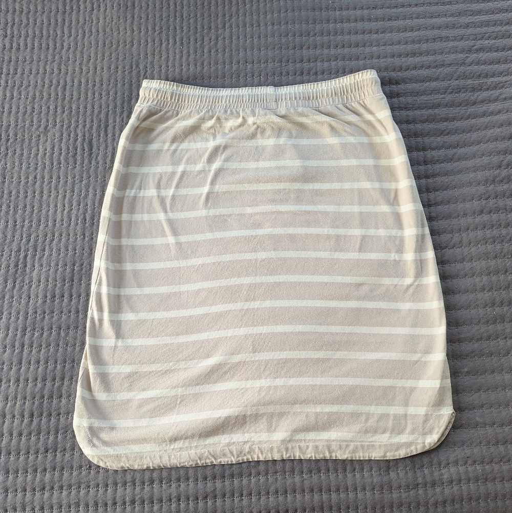 Inherit Co Tan And White Striped Drawstring Midi Skirt - Picture 3 of 6